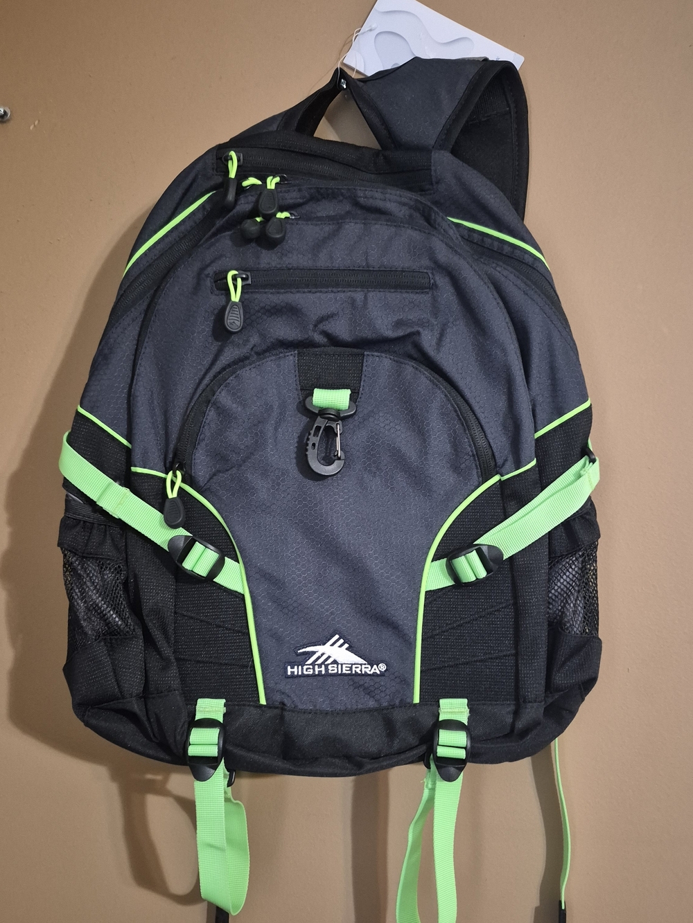 High Sierra Black and Neon Green Backpack NWT